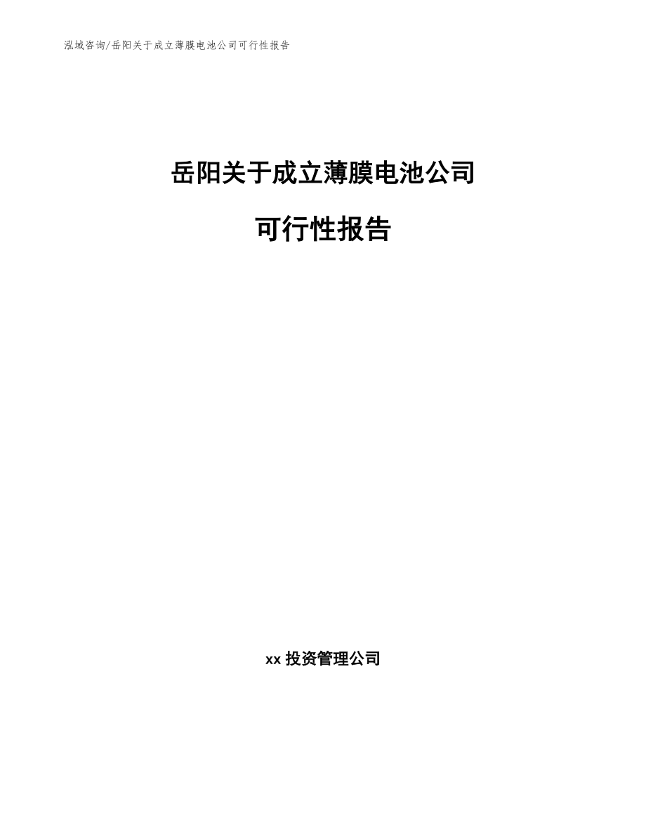 岳阳关于成立薄膜电池公司可行性报告_模板_第1页