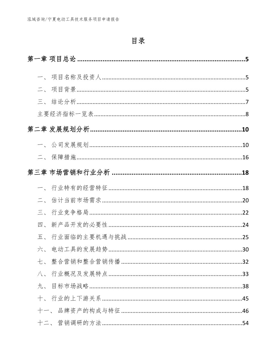 宁夏电动工具技术服务项目申请报告参考范文_第1页