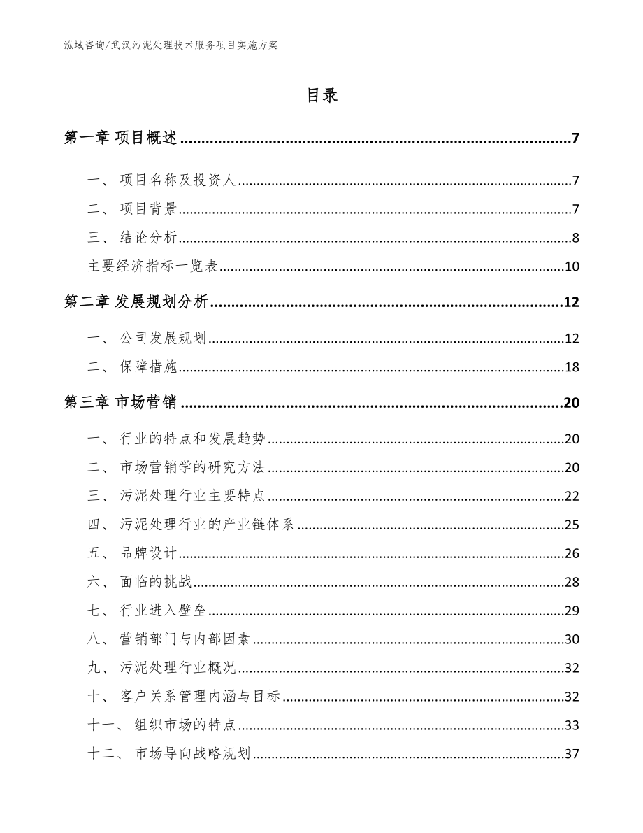 武汉污泥处理技术服务项目实施方案范文_第1页