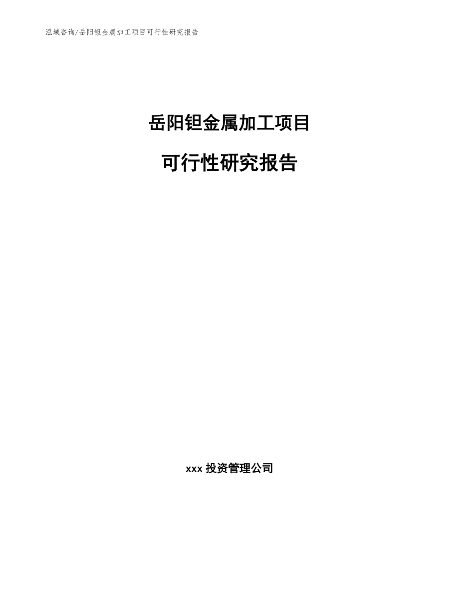 岳阳钽金属加工项目可行性研究报告【范文参考】_第1页