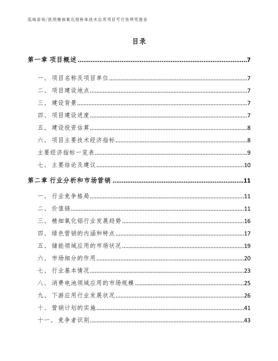 抚顺精细氧化铝粉体技术应用项目可行性研究报告（模板）_第1页