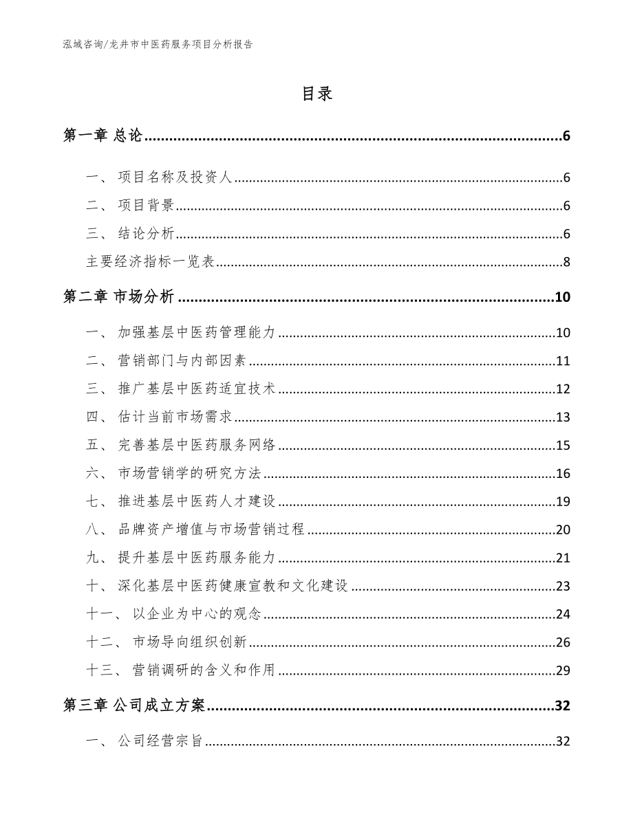 龙井市中医药服务项目分析报告_第1页