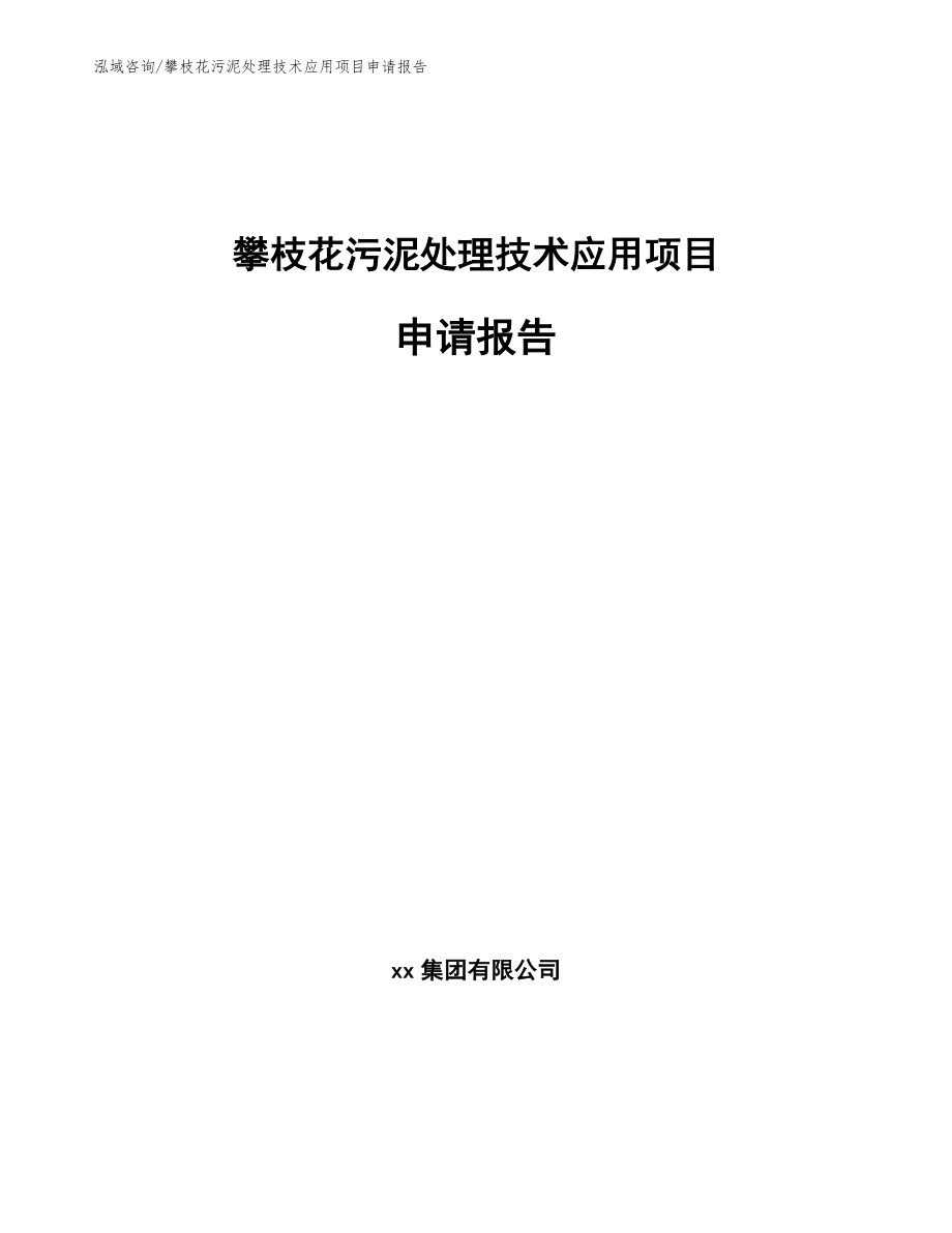 攀枝花污泥处理技术应用项目申请报告_范文模板_第1页