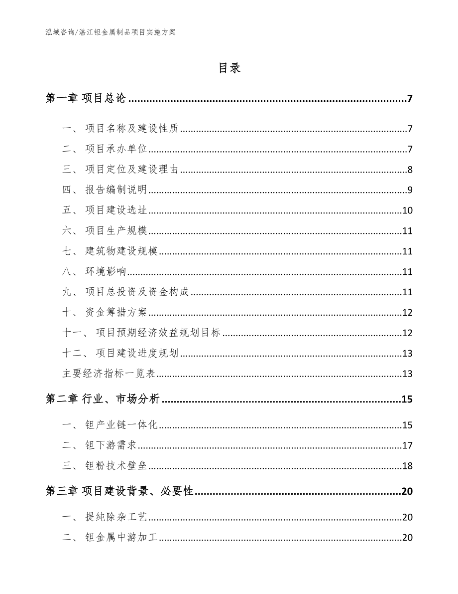 湛江钽金属制品项目实施方案_第1页