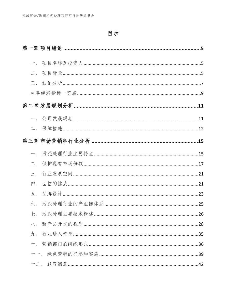 滁州污泥处理项目可行性研究报告_第1页