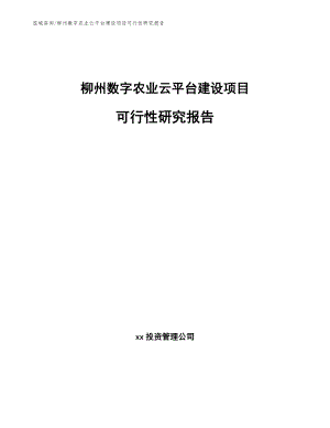 柳州数字农业云平台建设项目可行性研究报告【模板参考】