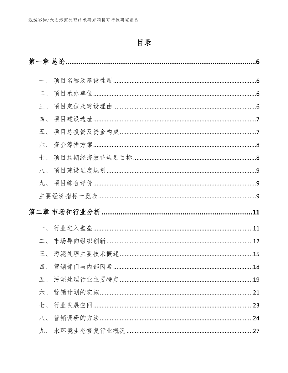 六安污泥处理技术研发项目可行性研究报告参考模板_第1页