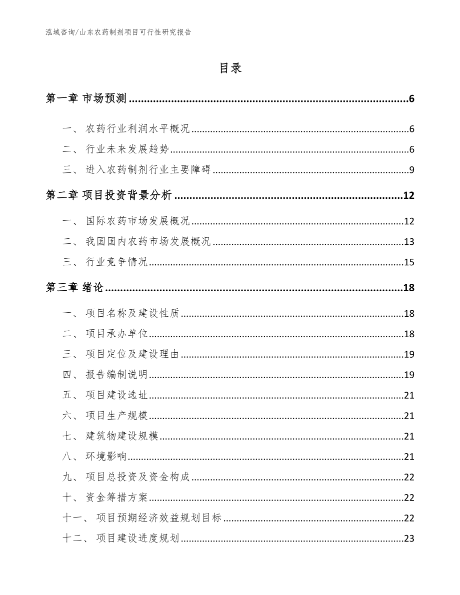 山东农药制剂项目可行性研究报告范文模板_第1页