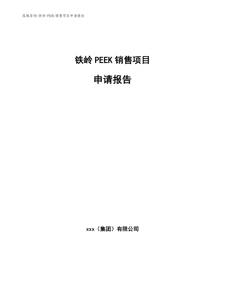 铁岭PEEK销售项目申请报告_第1页