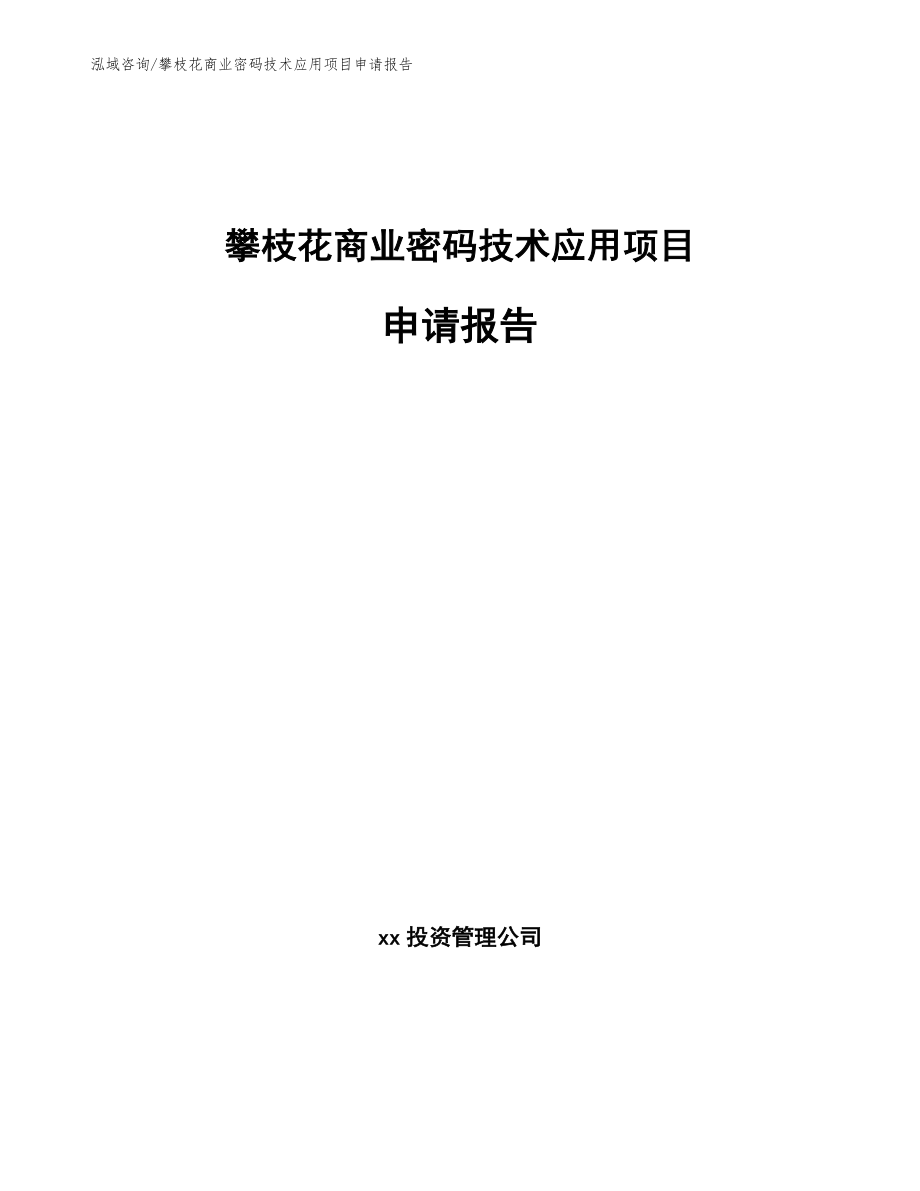 攀枝花商业密码技术应用项目申请报告模板_第1页