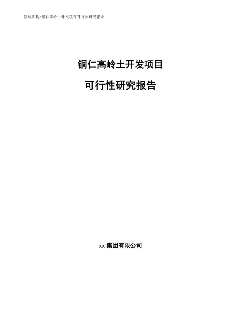 铜仁高岭土开发项目可行性研究报告_第1页