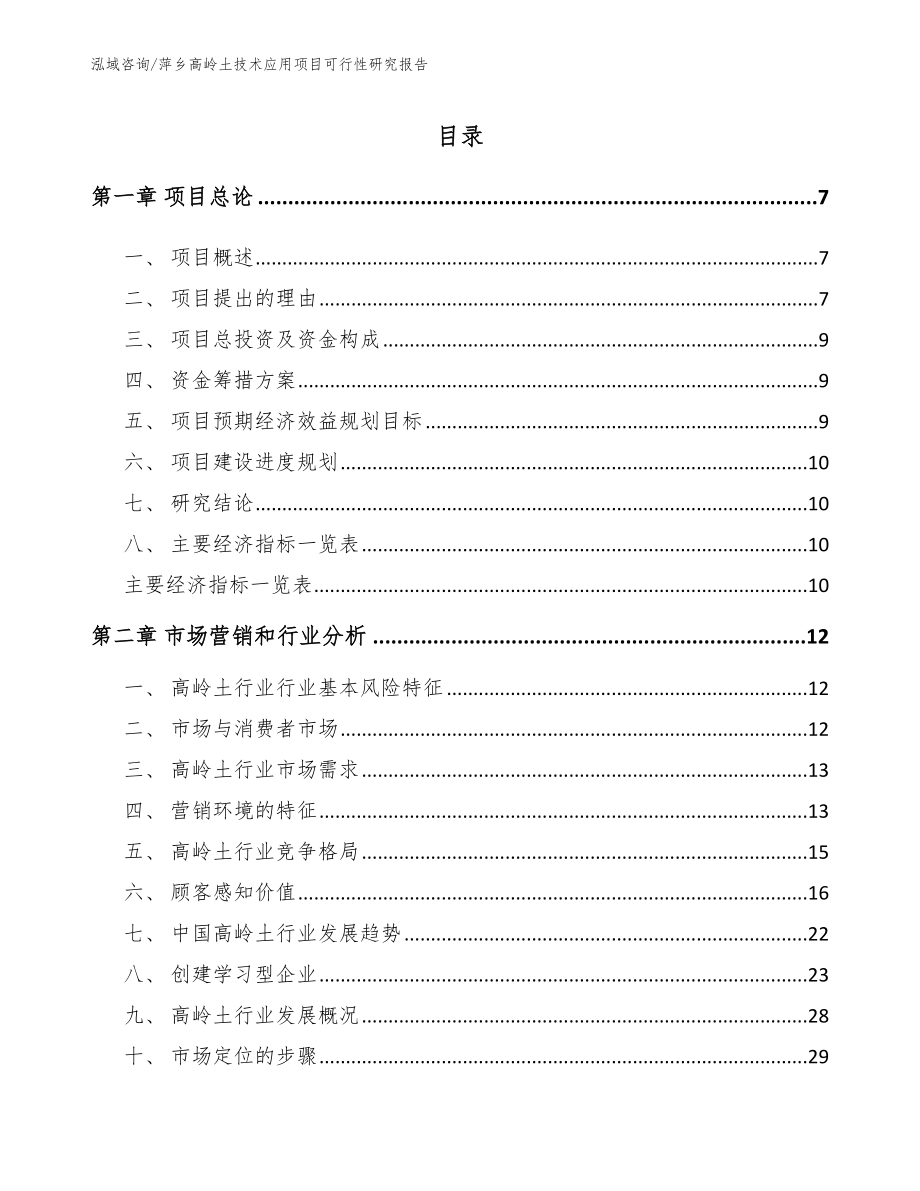 萍乡高岭土技术应用项目可行性研究报告模板_第1页