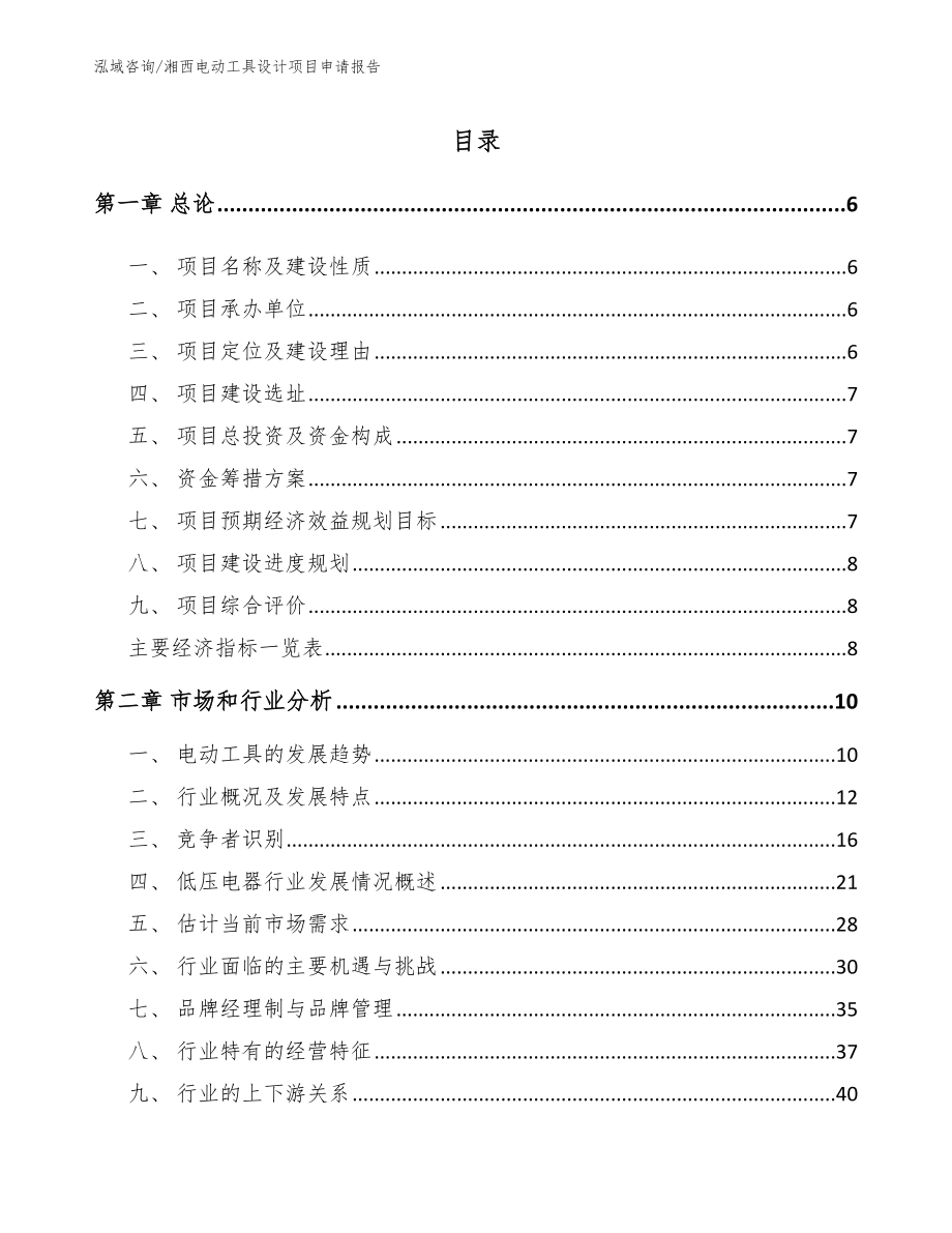 湘西电动工具设计项目申请报告（参考范文）_第1页