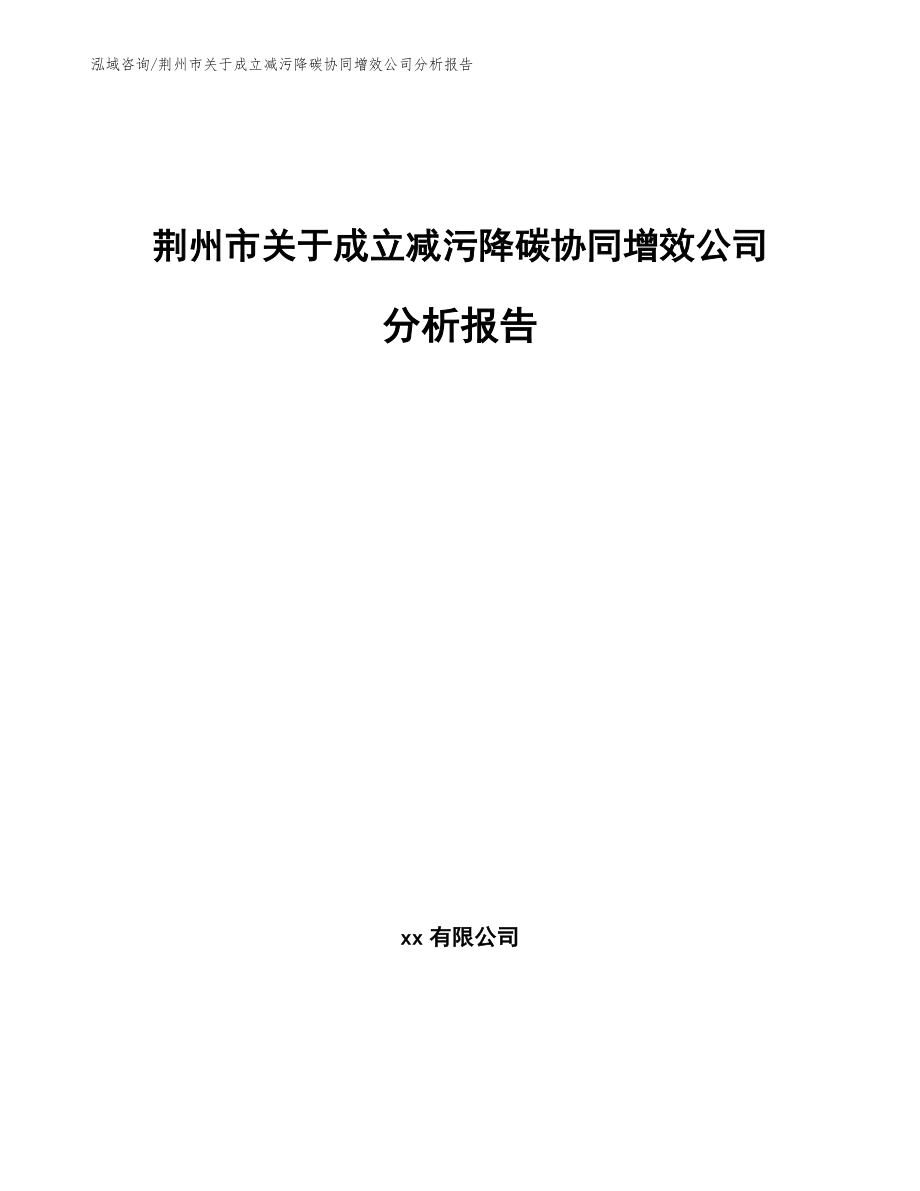 荆州市关于成立减污降碳协同增效公司分析报告（范文参考）_第1页