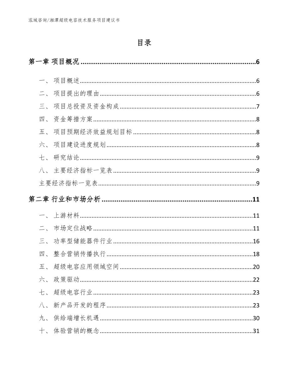 湘潭超级电容技术服务项目建议书范文参考_第1页