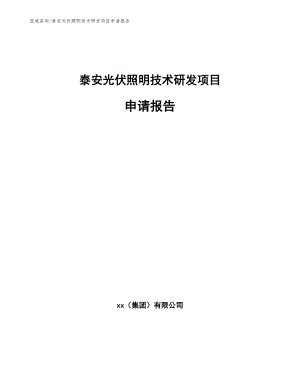 泰安光伏照明技术研发项目申请报告