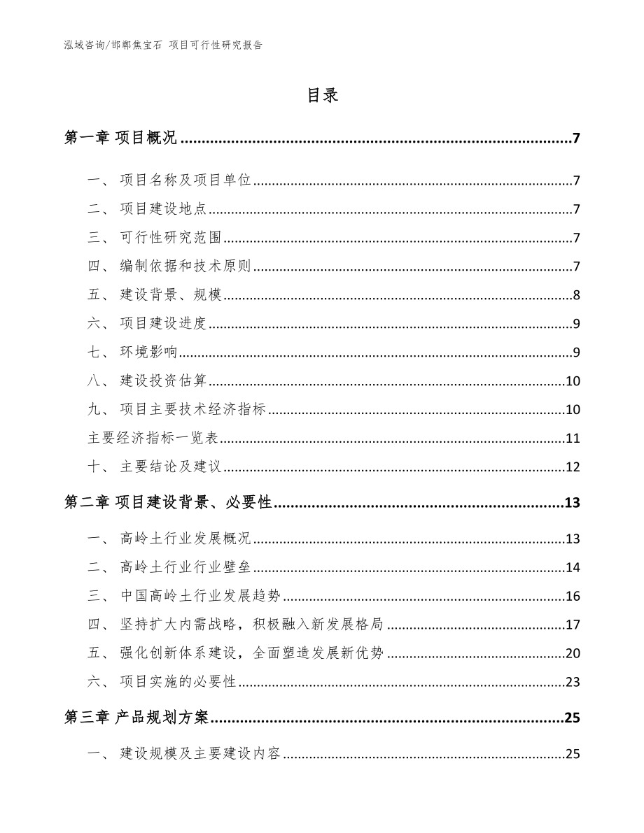 邯郸焦宝石 项目可行性研究报告_模板参考_第1页