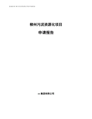 柳州污泥资源化项目申请报告【模板】