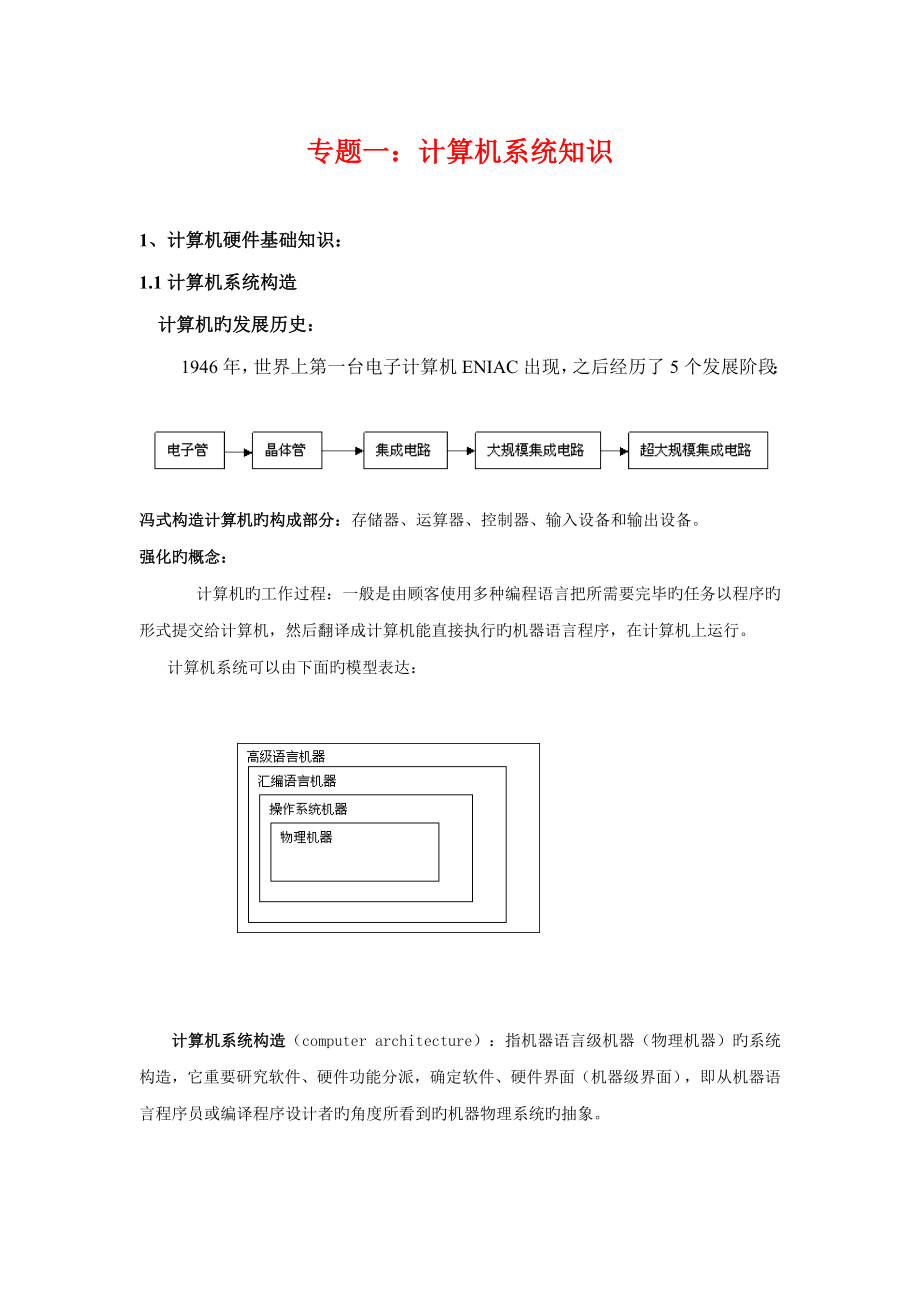 2023年软考软件设计师专题一计算机系统知识_第1页