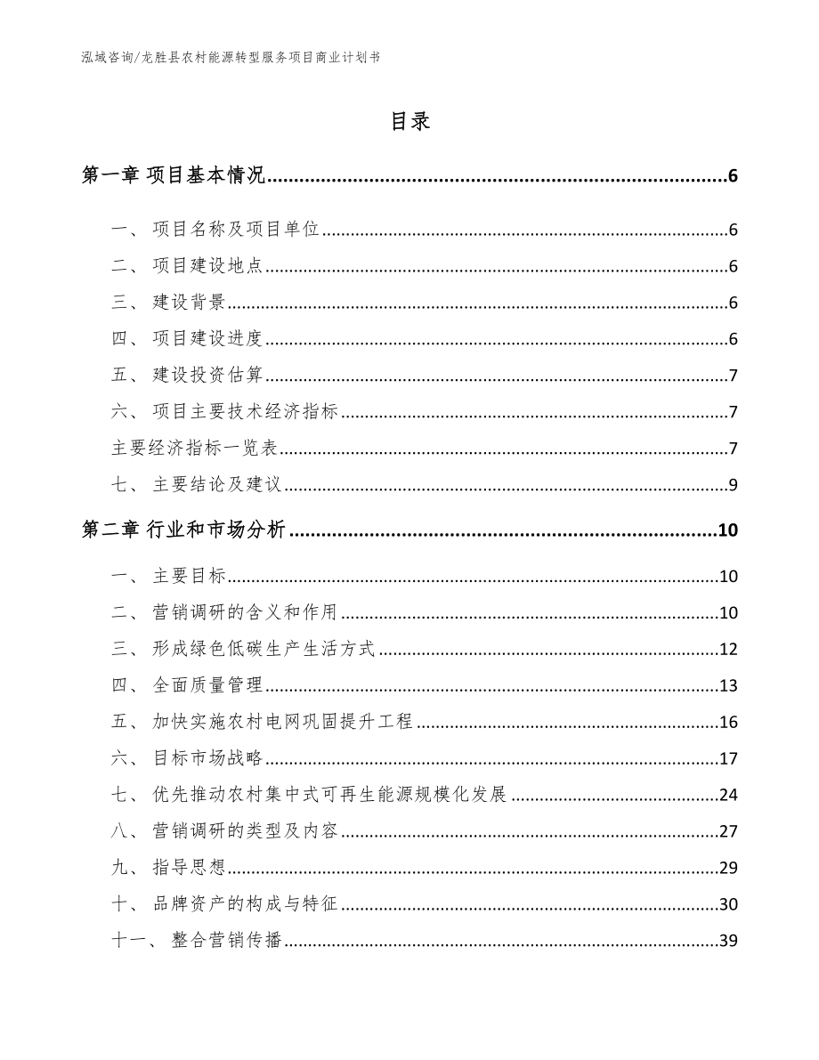 龙胜县农村能源转型服务项目商业计划书（模板参考）_第1页