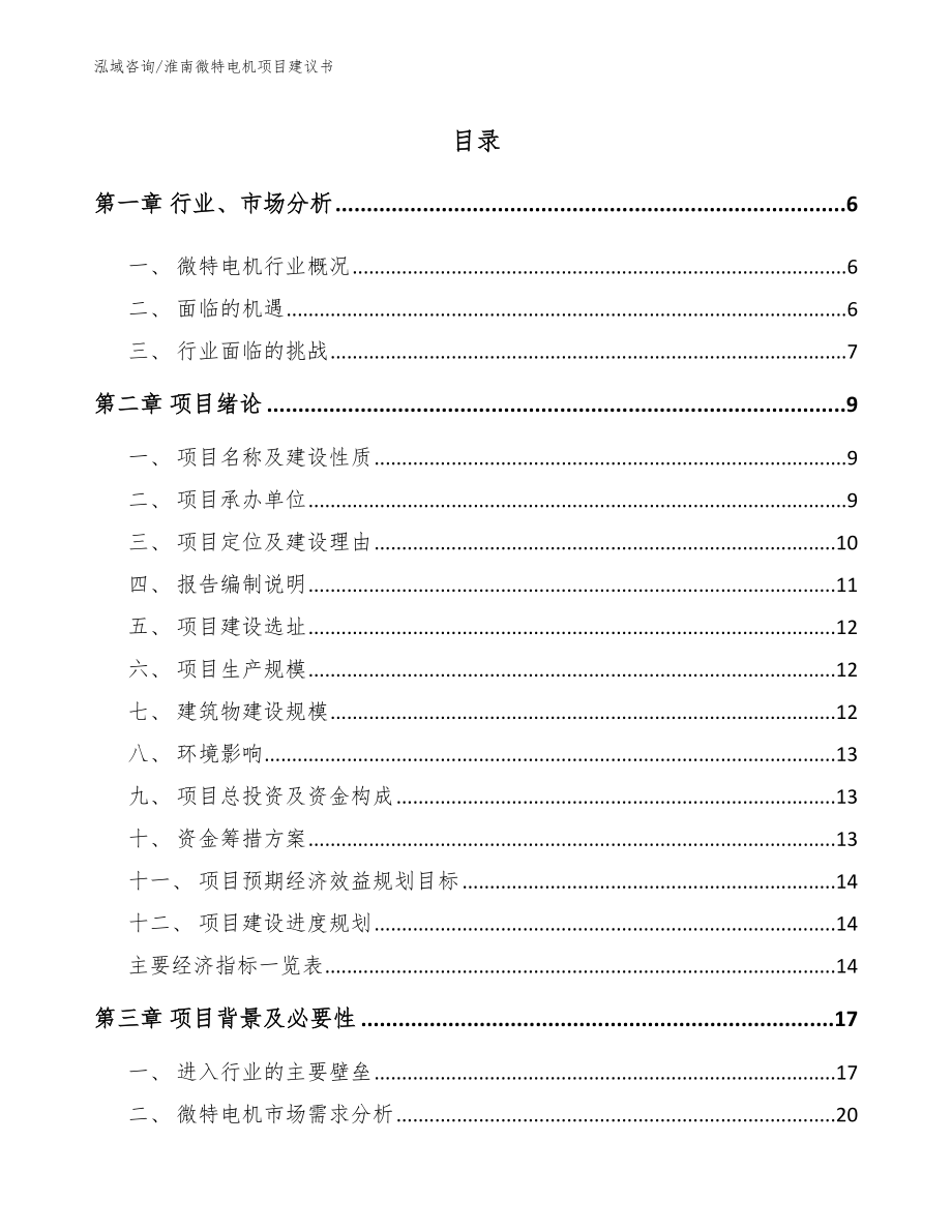 淮南微特电机项目建议书_第1页