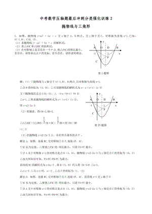 中考数学压轴题目后冲刺分类强化训练2抛物线与三角形