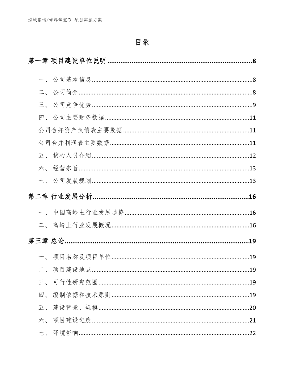 蚌埠焦宝石 项目实施方案（模板范文）_第1页