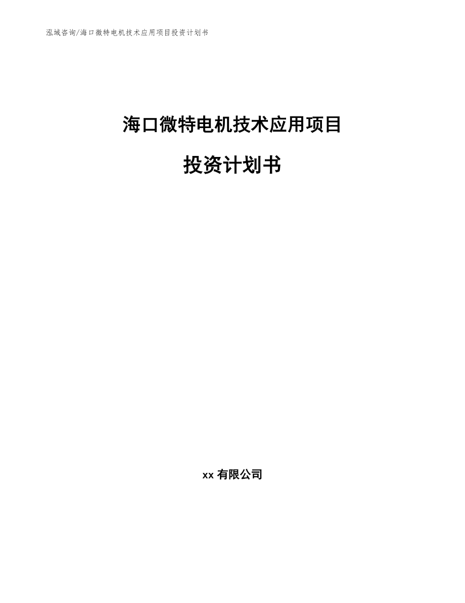 海口微特电机技术应用项目投资计划书_参考范文_第1页