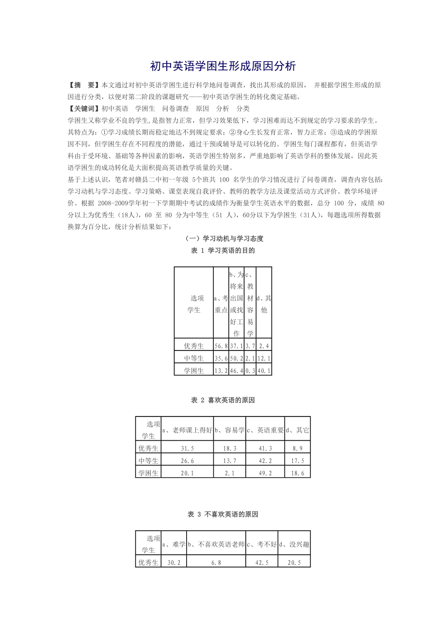 初中英语学困生形成原因分析_第1页