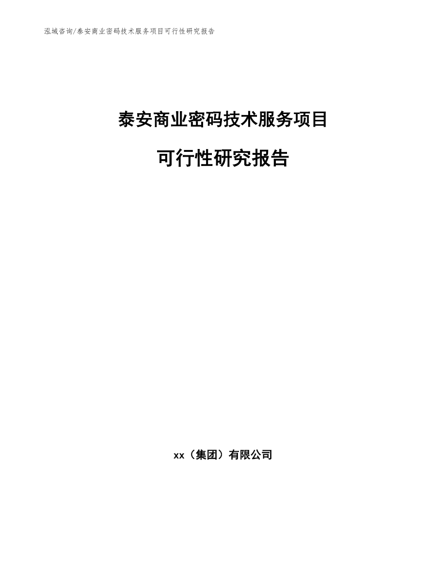 泰安商业密码技术服务项目可行性研究报告（范文）_第1页