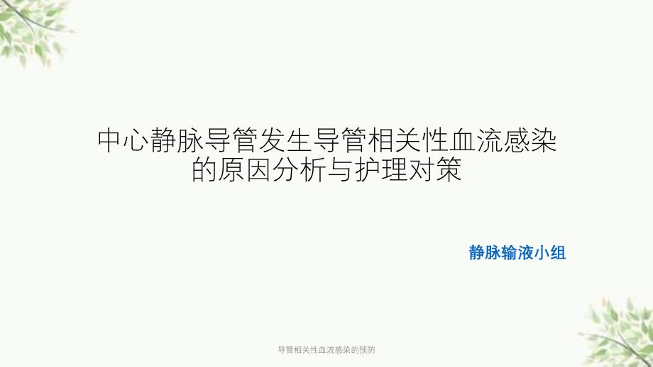 导管相关性血流感染的预防课件_第1页