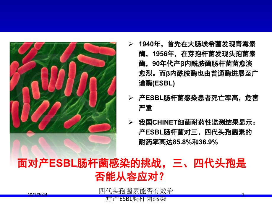 四代头孢菌素能否有效治疗产ESBL肠杆菌感染课件_第1页