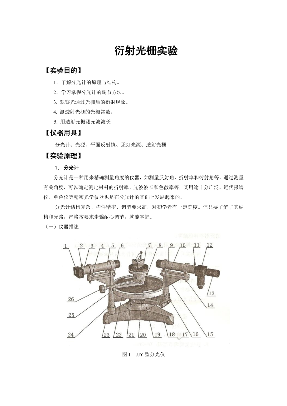 衍射光栅实验_第1页