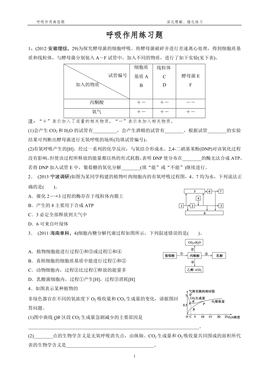 呼吸作用典型题_第1页