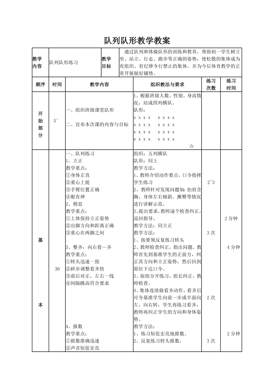 队列队形教学教案_第1页