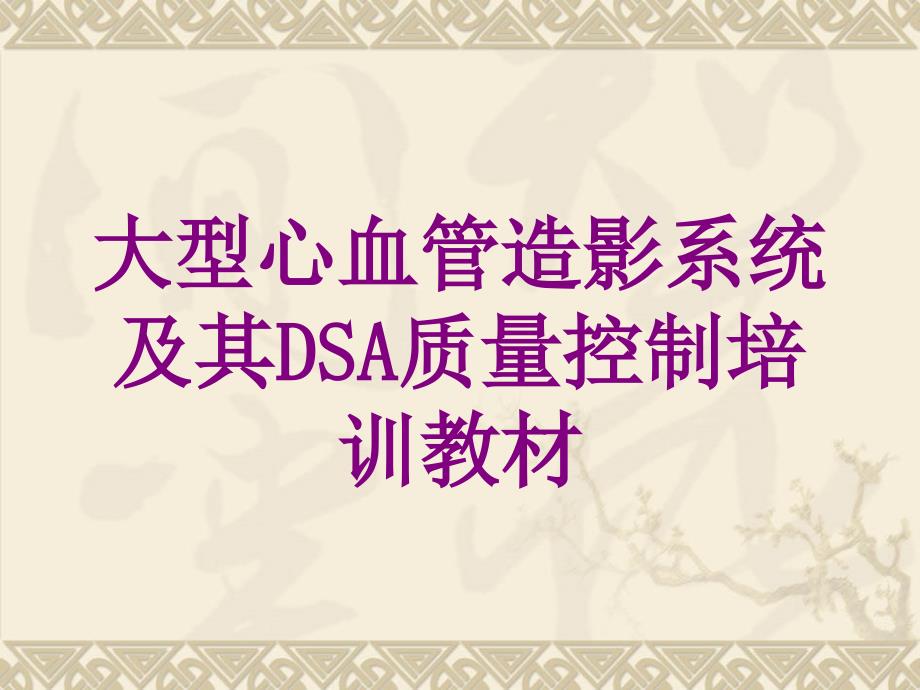 大型心血管造影系统及其DSA质量控制培训教材培训课件_第1页