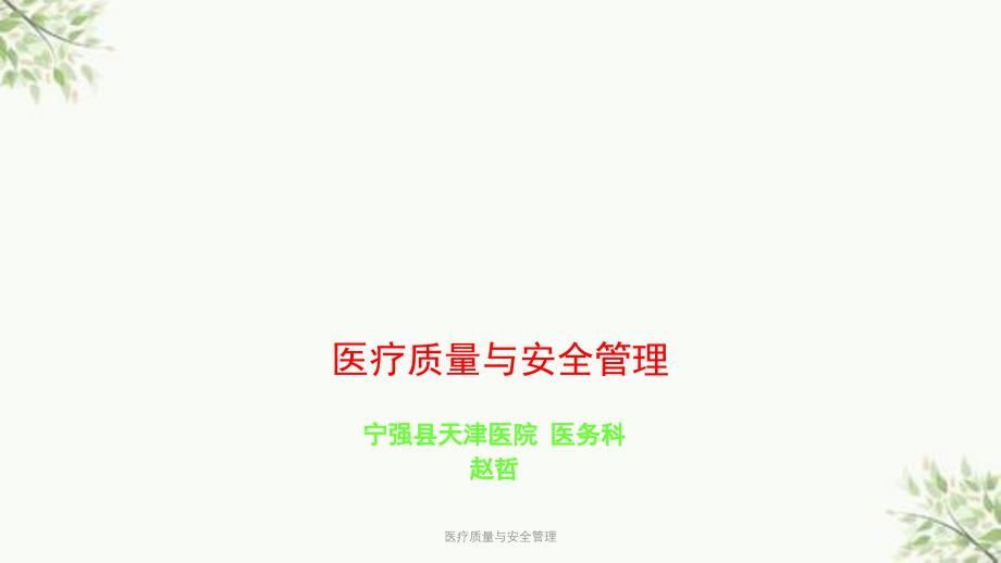 医疗质量与安全管理课件_第1页