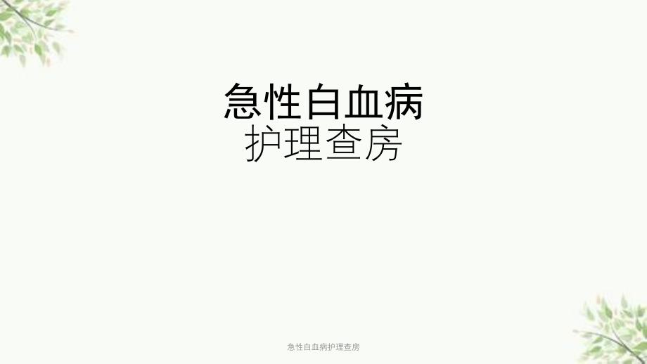 急性白血病护理查房课件_第1页