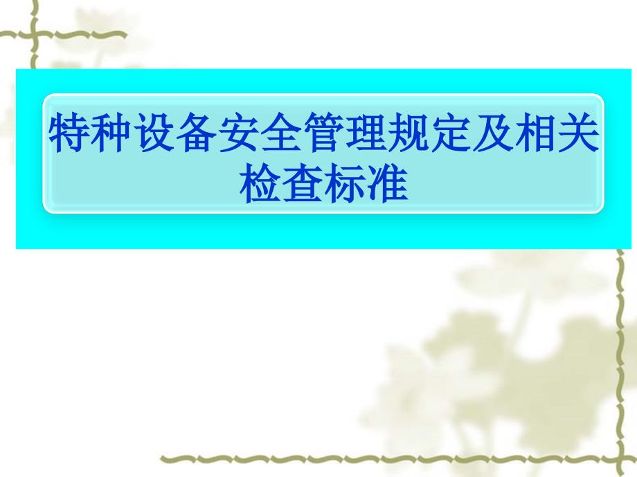 特种设备安全管理规定及相关检查标准课件_第1页