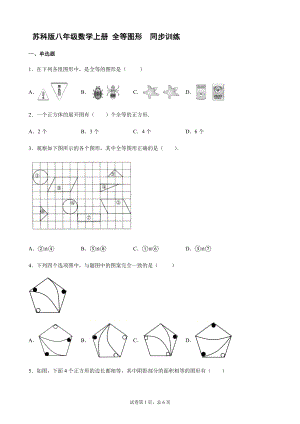 蘇科版八年級(jí)數(shù)學(xué)上冊(cè) 全等圖形同步訓(xùn)練【含答案】