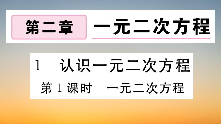 作业课件【数学九年级上册】 第1课时 一元二次方程_第1页