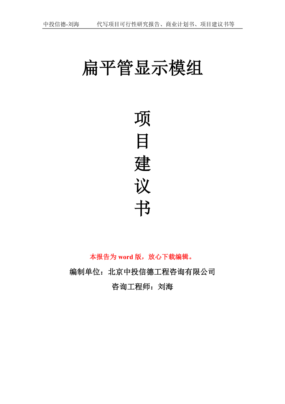 扁平管显示模组项目建议书写作模板-备案申报_第1页