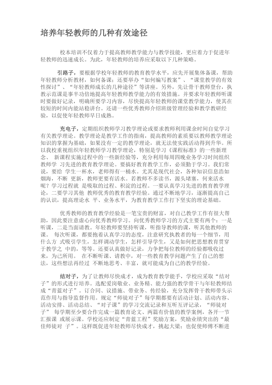 培养年轻教师的几种有效途径_第1页