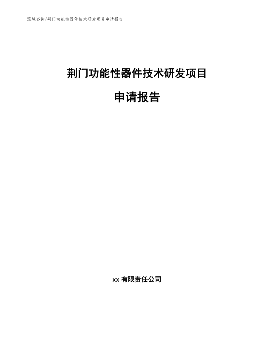 荆门功能性器件技术研发项目申请报告参考模板_第1页