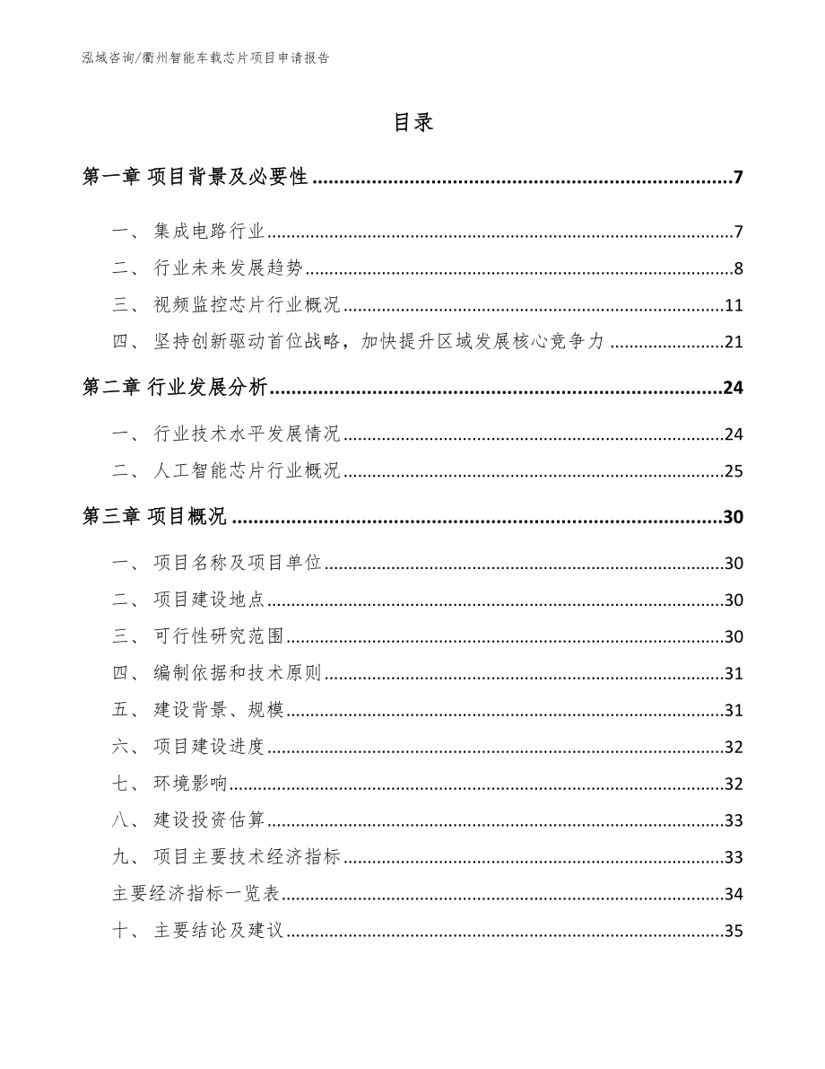衢州智能车载芯片项目申请报告【范文模板】_第1页