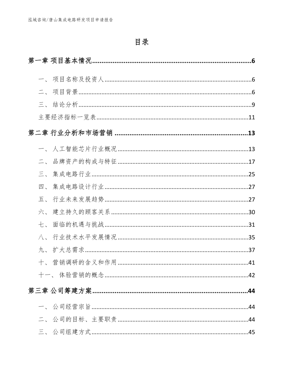 唐山集成电路研发项目申请报告【参考模板】_第1页