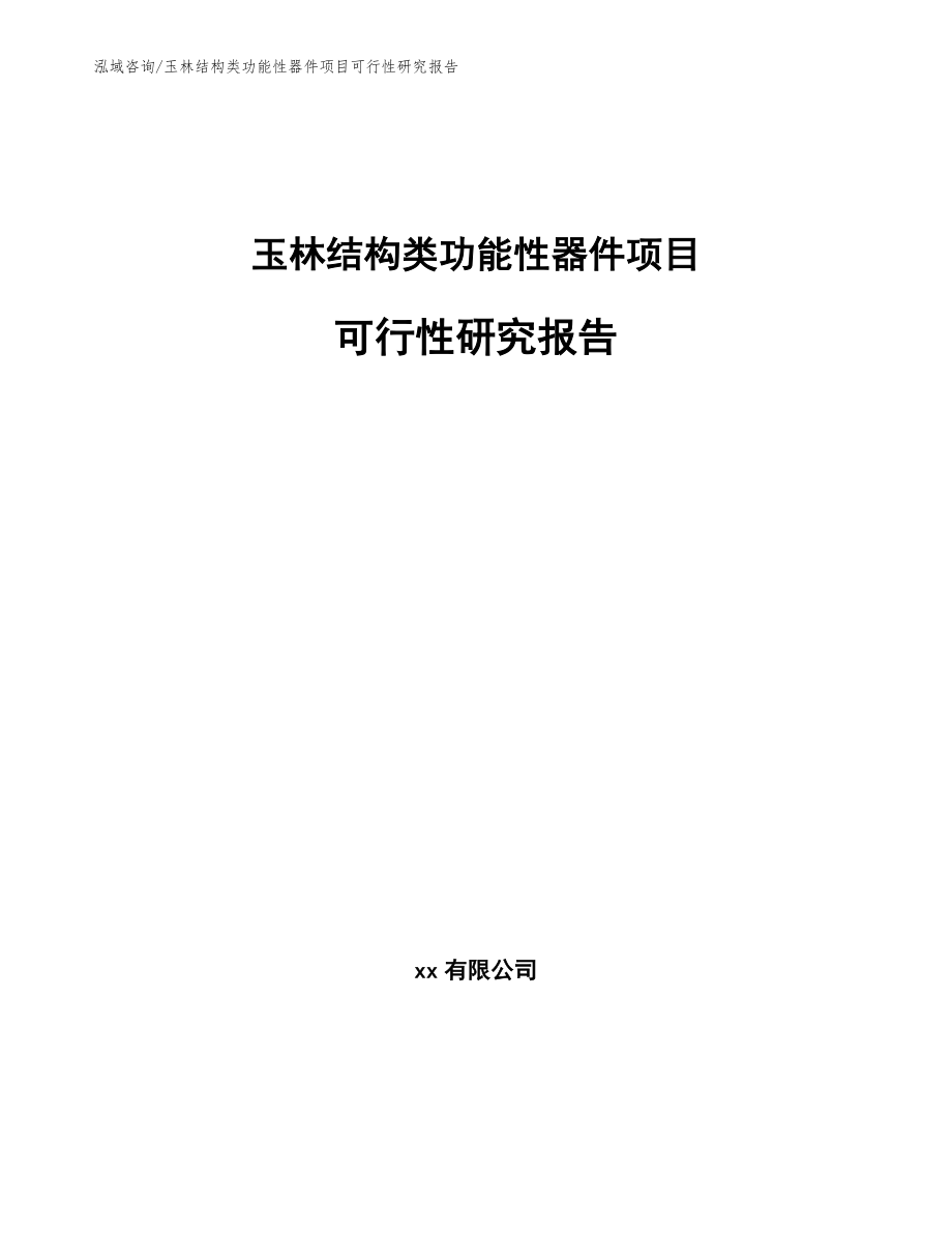 玉林结构类功能性器件项目可行性研究报告（范文参考）_第1页