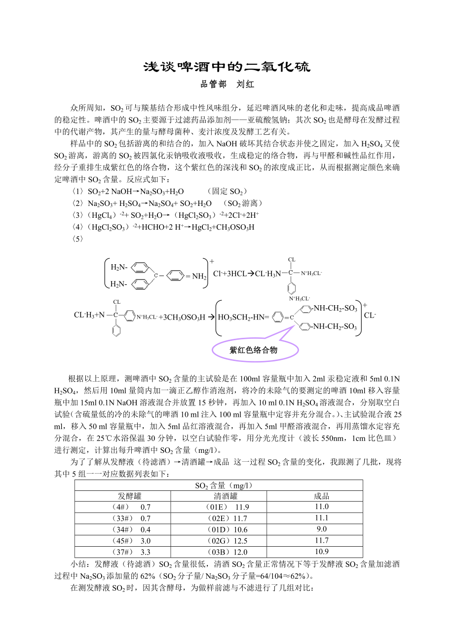 啤酒中的二氧化硫_第1页