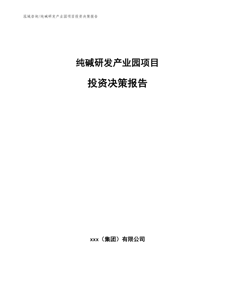 纯碱研发产业园项目投资决策报告_第1页