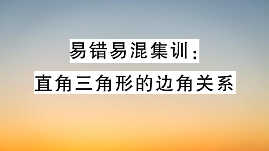 作业课件【数学九年级下册】易错易混集训：直角三角形的边角关系_第1页